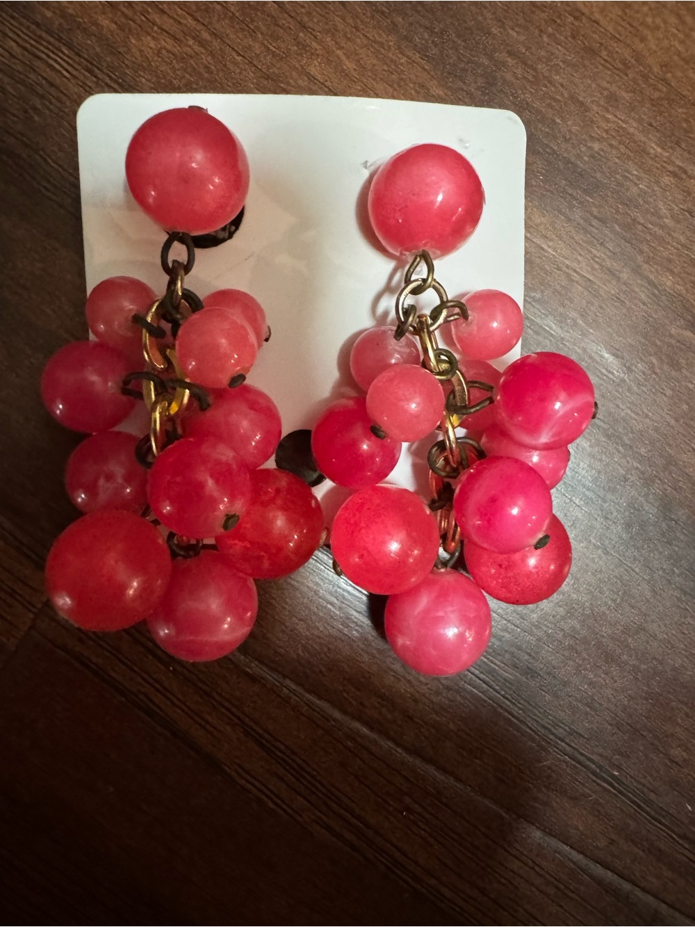 Vintage Pink Cluster Drop Earrings - Vintage - Picture 4 of 5
